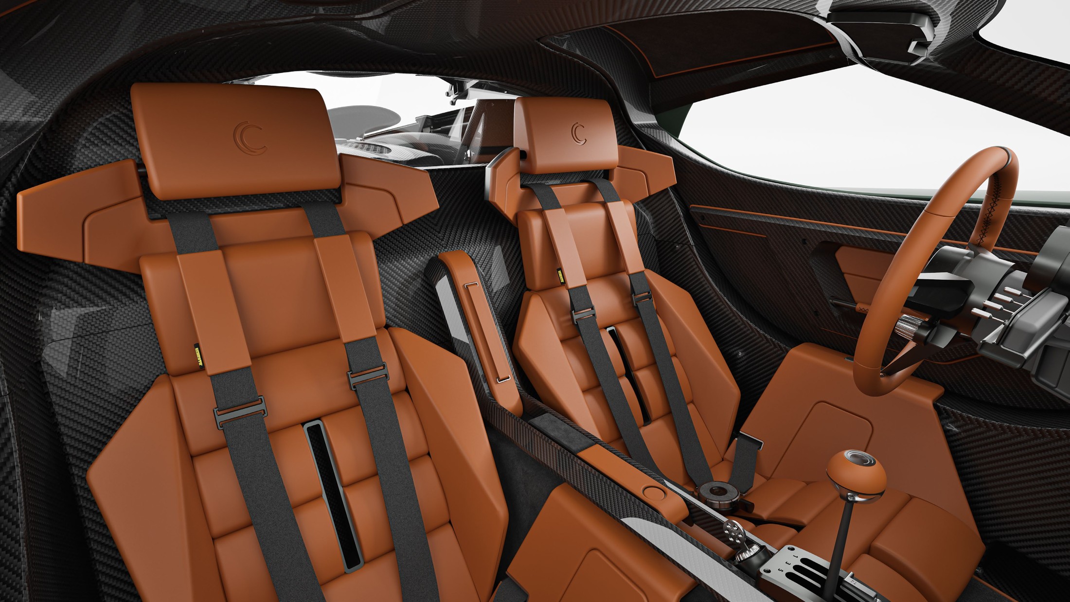 Habitacle en cuir cognac de la capricorn 01 Zagato